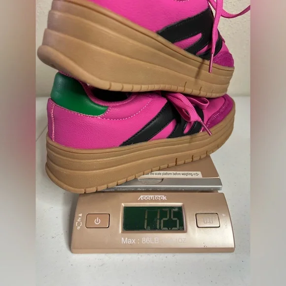 LUCKY STEP Women's Platform Sneakers Gum Sole Pink Retro Comfy Chunky US 7 - Picture 7 of 8